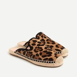 J. Crew espadrille mules in leopard calf hair